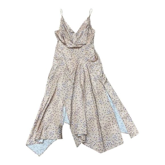 Acler Peach Floral Vales Double Slit Midi Slip Dress 8 - Picture 2 of 8